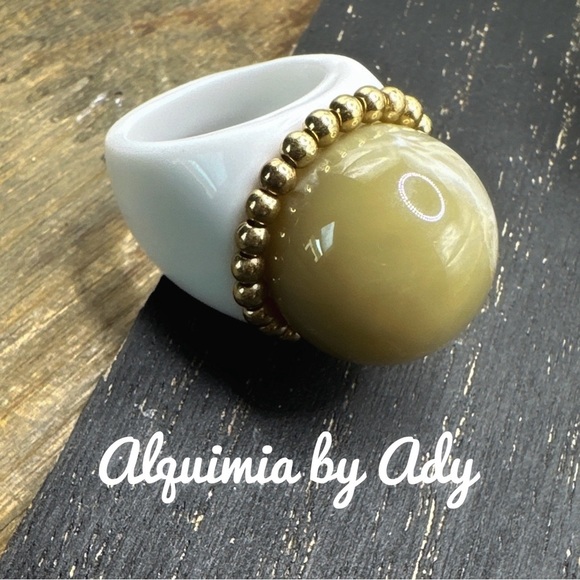 Alquimia by Ady White and Gold Ring - Picture 1 of 3